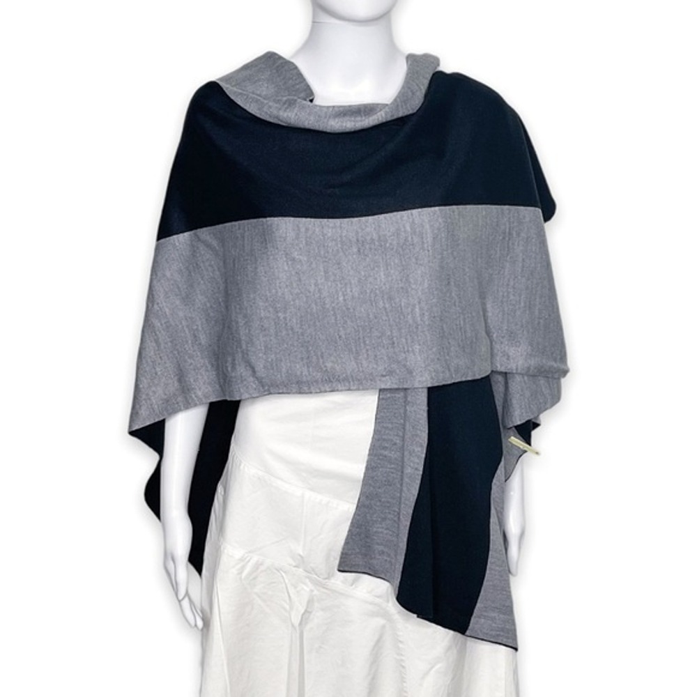 Rebecca Minkoff‎ Womens One Size Poncho Cape Sweater Knit Acrylic Gray Black